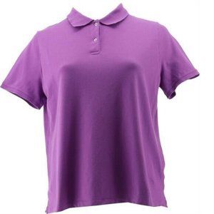 NWT LANDS' END WOMEN'S MESH SHORT SLEEVE POLO SHIRT‎ DEWBERRY (PURPLE) PXS